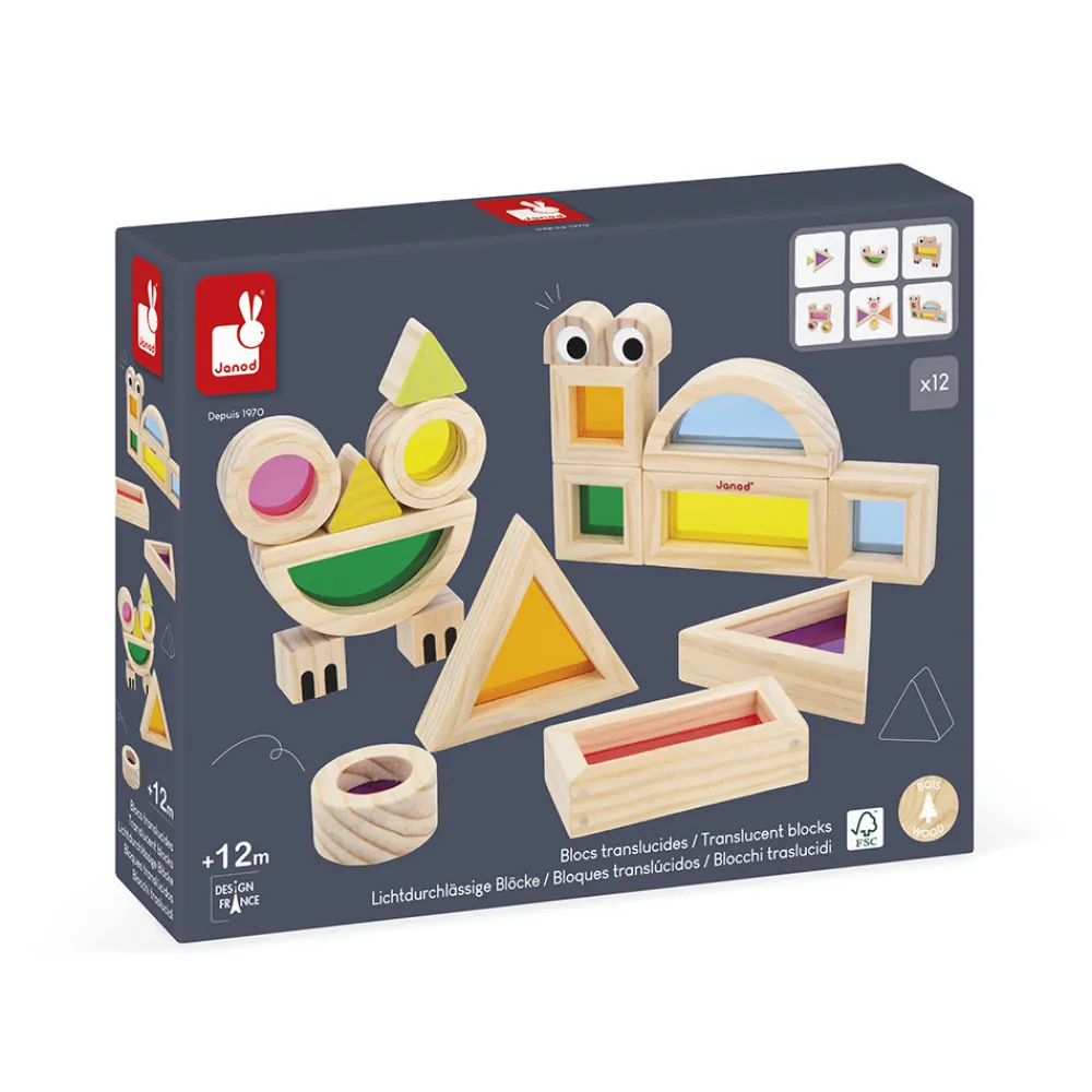 Janod Jeux De Construction|Formes & Couleurs*Jeu Sensoriel - Blocs Translucides