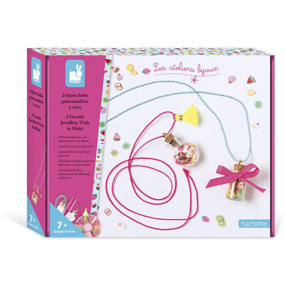 Janod Collection "Les Ateliers Bijoux" & Les Perles*Kit Créatif - 2 Bijoux Fioles Gourmandises à Créer