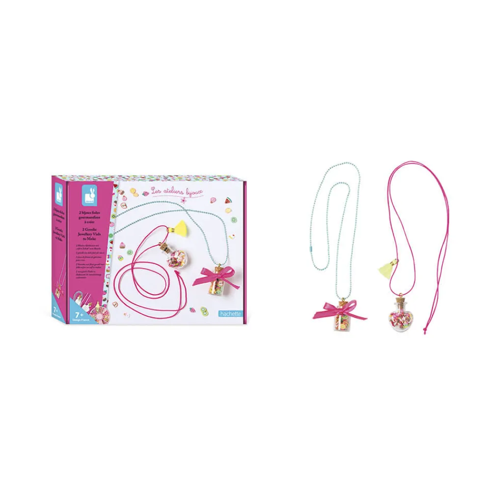 Janod Collection "Les Ateliers Bijoux" & Les Perles*Kit Créatif - 2 Bijoux Fioles Gourmandises à Créer
