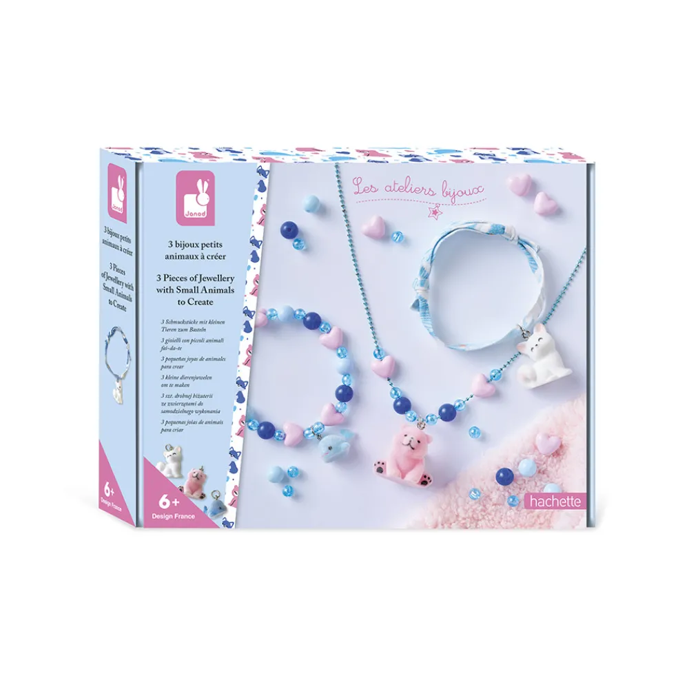 Janod Collection "Les Ateliers Bijoux" & Les Perles*Kit Créatif - 3 Bijoux Petits Animaux à Créer