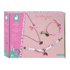 Janod Collection "Les Ateliers Bijoux" & Les Perles*Kit Créatif - 3 Bijoux Rubans à Fleurs à Créer