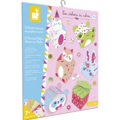 Janod Créations 3D|Collection "Les Ateliers Du Calme"*Kit Créatif - 12 Boîtes en Papier Kawaii à Créer
