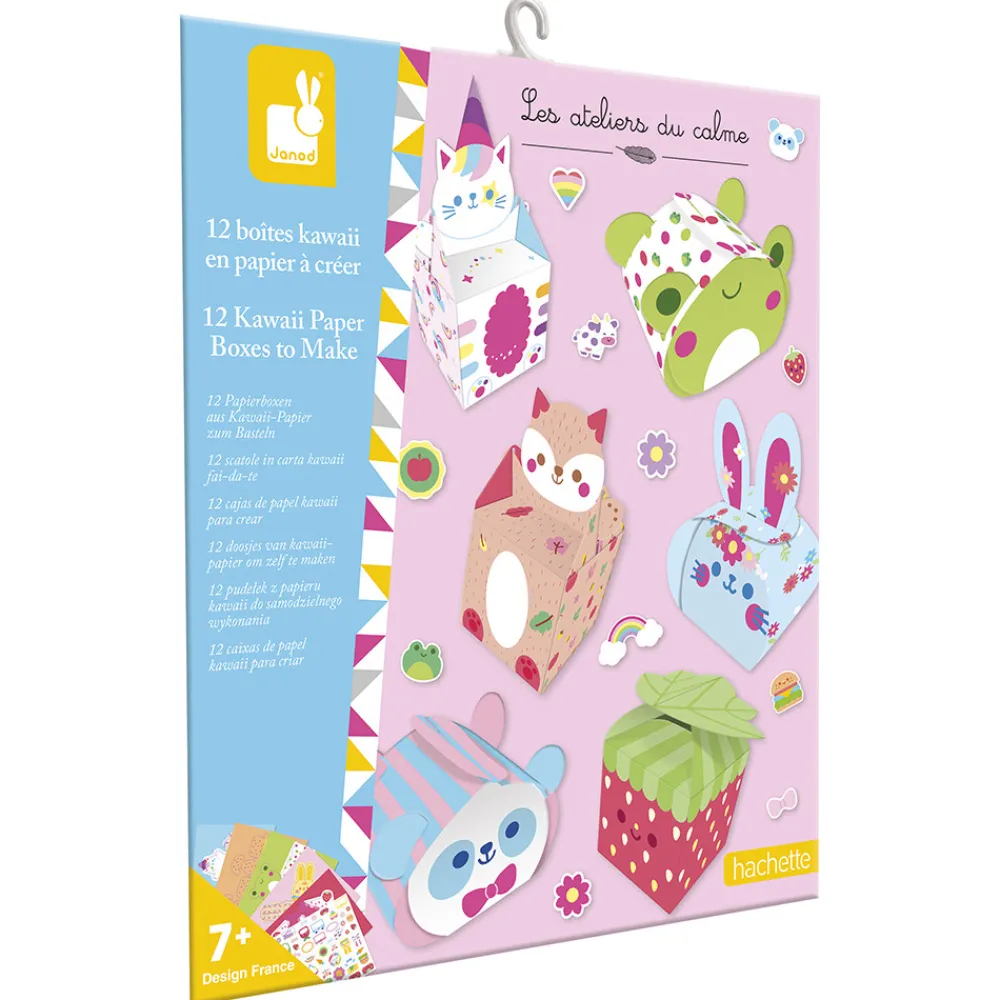 Janod Créations 3D|Collection "Les Ateliers Du Calme"*Kit Créatif - 12 Boîtes en Papier Kawaii à Créer
