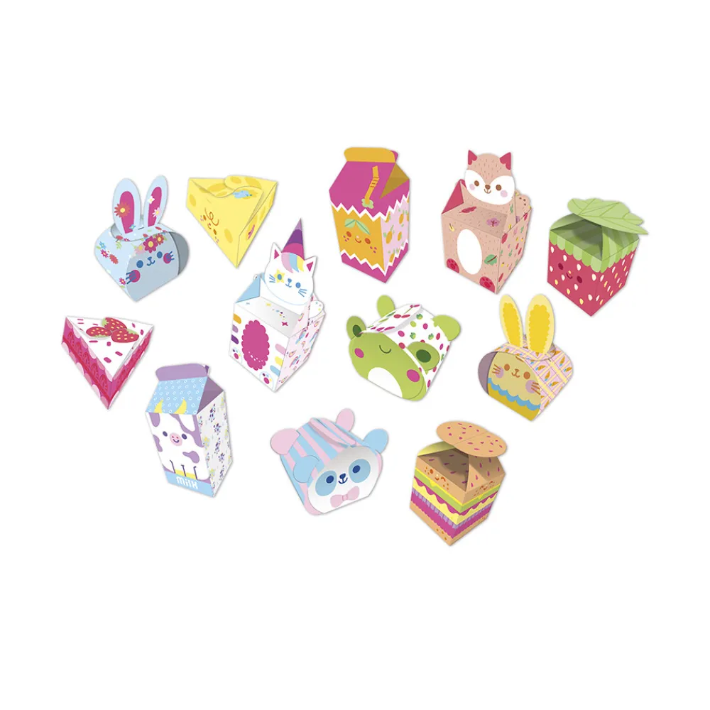 Janod Créations 3D|Collection "Les Ateliers Du Calme"*Kit Créatif - 12 Boîtes en Papier Kawaii à Créer
