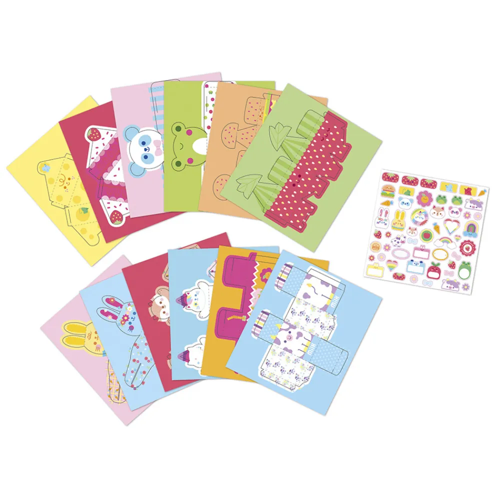 Janod Créations 3D|Collection "Les Ateliers Du Calme"*Kit Créatif - 12 Boîtes en Papier Kawaii à Créer