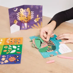 Janod Créations 3D|Tampons & Papeterie*Kit Créatif - 6 Cartes Pop-Up Animaux à Créer
