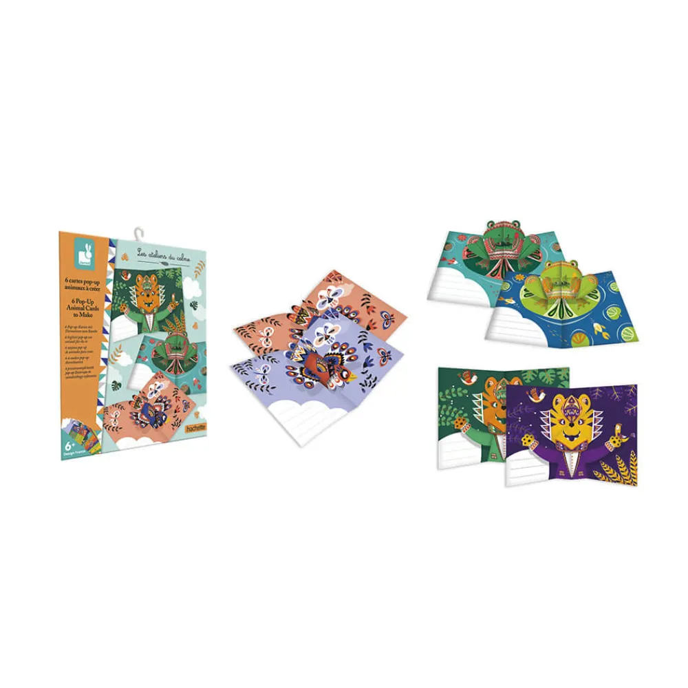 Janod Créations 3D|Tampons & Papeterie*Kit Créatif - 6 Cartes Pop-Up Animaux à Créer