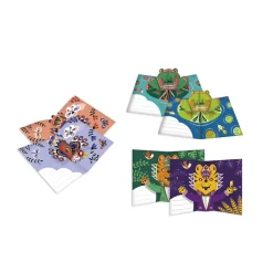 Janod Créations 3D|Tampons & Papeterie*Kit Créatif - 6 Cartes Pop-Up Animaux à Créer