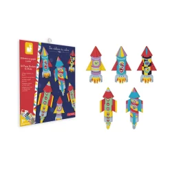 Janod Créations 3D|Tampons & Papeterie*Kit Créatif - 10 Fusées en Papier à Créer