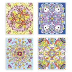Janod Peinture Par Numéro & Coloriage*Kit Créatif - 4 Tableaux Peinture Arc-en-Ciel Mandala