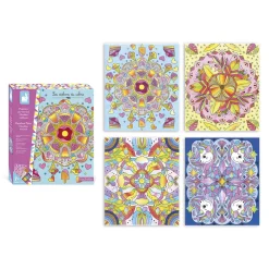 Janod Peinture Par Numéro & Coloriage*Kit Créatif - 4 Tableaux Peinture Arc-en-Ciel Mandala