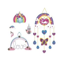 Janod Créations 3D|Sable, Paillettes, Dorure & Strass*Kit Créatif - Coffret Multi-Activités Arc-En-Ciel