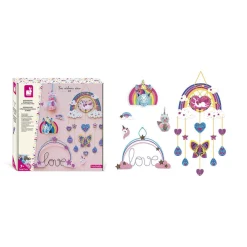 Janod Créations 3D|Sable, Paillettes, Dorure & Strass*Kit Créatif - Coffret Multi-Activités Arc-En-Ciel