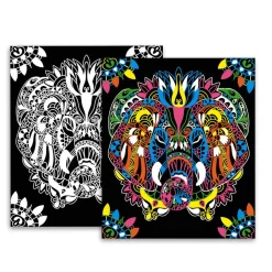 Janod Créations 3D|Peinture Par Numéro & Coloriage*Kit Créatif - Coffret Multi-Activités 17 Réalisations Animaux