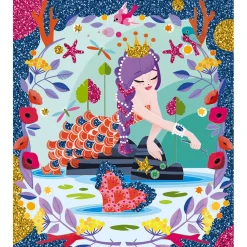 Janod Créations 3D|Sable, Paillettes, Dorure & Strass*Kit Créatif - Coffret Multi-Activités 11 Décos Girly
