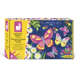 Janod Sable, Paillettes, Dorure & Strass|Collection "Les Ateliers Du Calme"*Kit Créatif - Coffret Sables fluo Papillons