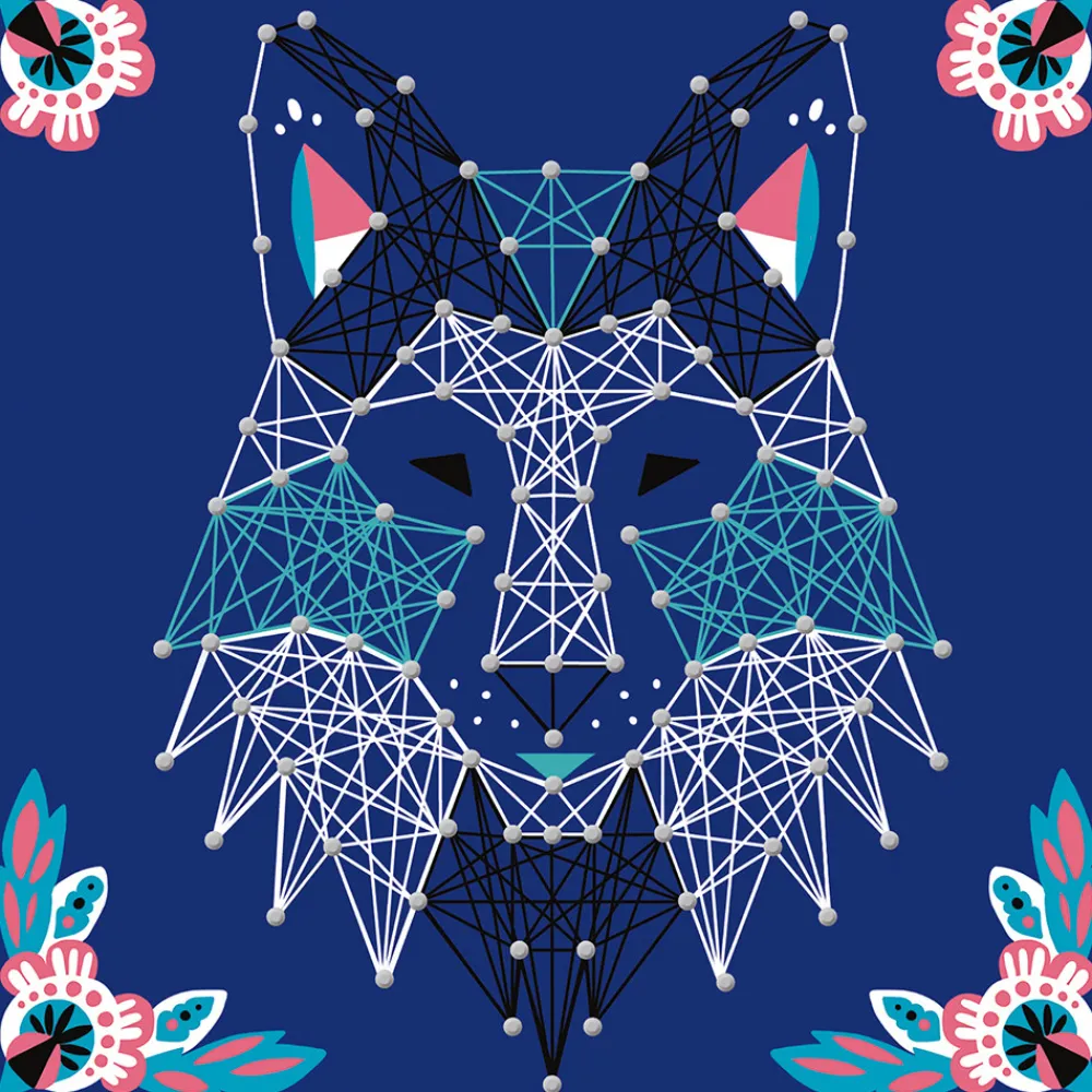 Janod Crochet, Tricot & Laçage|Collection "Les Ateliers Déco"*Kit Créatif - Fils Tendus Animaux
