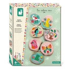 Janod Peinture Par Numéro & Coloriage|Collection "Les Ateliers Déco"*Kit Créatif - Galets à Décorer