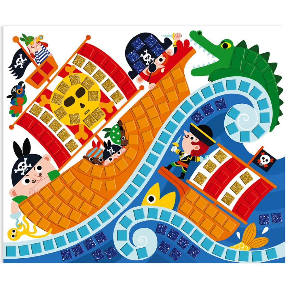 Janod Mosaïques & Gommettes|Collection "Les Ateliers Du Calme"*Kit Créatif - Mosaïques Pirates