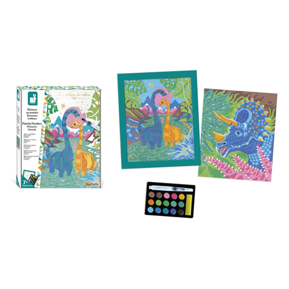 Janod Peinture Par Numéro & Coloriage*Kit Créatif - Peinture par Numéro Dinosaures