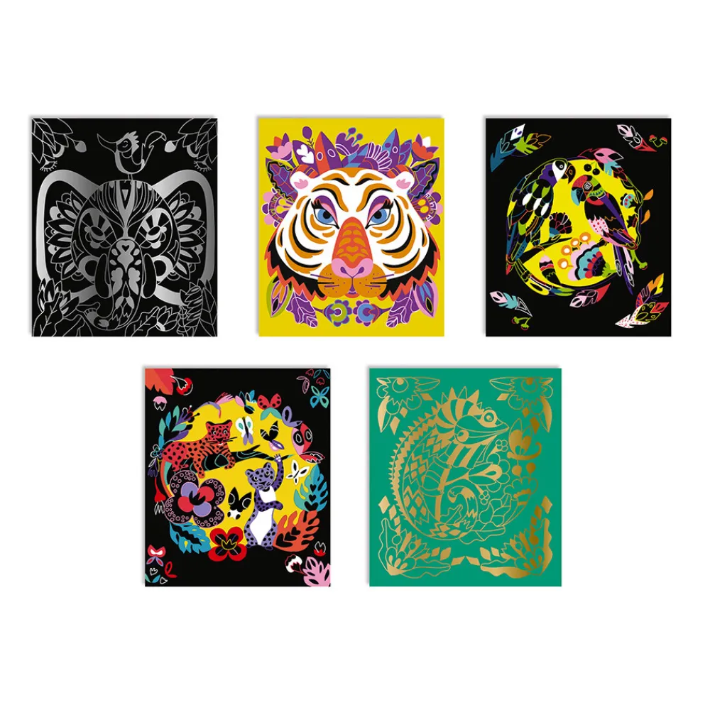 Janod Cartes À Gratter|Collection "Les Ateliers Du Calme"*Kit Créatif - Scratch Art Animaux Du Monde