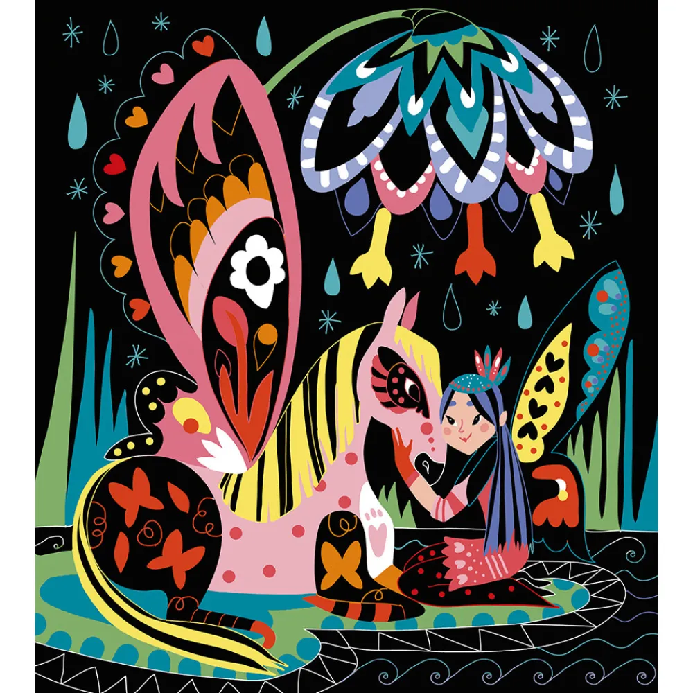 Janod Cartes À Gratter|Collection "Les Ateliers Du Calme"*Kit Créatif - Scratch Art Chevaux Et Licornes