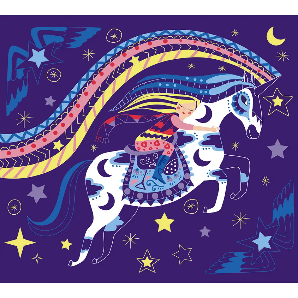 Janod Cartes À Gratter|Collection "Les Ateliers Du Calme"*Kit Créatif - Scratch Art Chevaux Et Licornes
