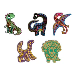 Janod Cartes À Gratter|Collection "Les Ateliers Du Calme"*Kit Créatif - Scratch Art Dinosaures Silhouettés