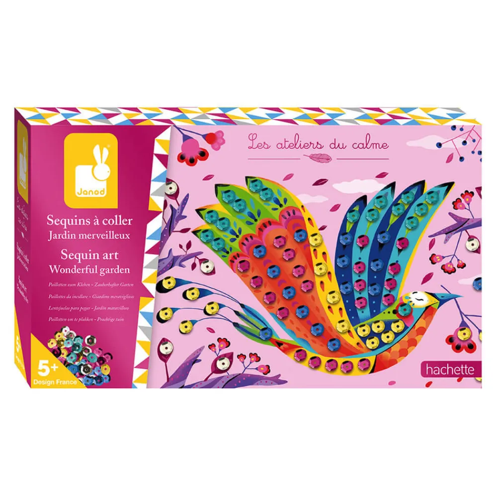 Janod Sable, Paillettes, Dorure & Strass|Mosaïques & Gommettes*Kit Créatif - Sequins à Coller Jardin Merveilleux