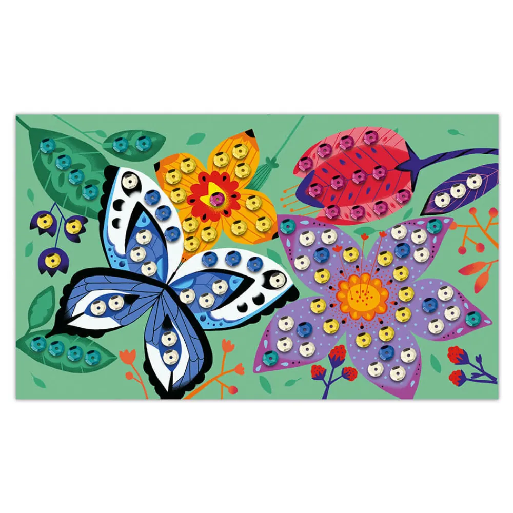Janod Sable, Paillettes, Dorure & Strass|Mosaïques & Gommettes*Kit Créatif - Sequins à Coller Jardin Merveilleux