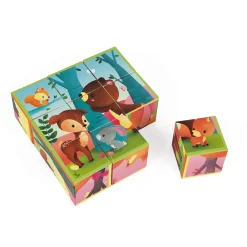 Janod Cubes & Pyramides*Kubkid - animaux de la forêt - 9 cubes