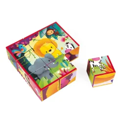 Janod Cubes & Pyramides*Kubkid - animaux de la jungle - 9 cubes
