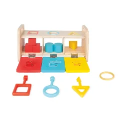 Janod Jeux Éducatifs Maternelle|Formes & Couleurs*La Boite à Clefs - Essentiel (bois)