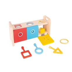 Janod Jeux Éducatifs Maternelle|Formes & Couleurs*La Boite à Clefs - Essentiel (bois)