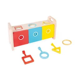 Janod Jeux Éducatifs Maternelle|Formes & Couleurs*La Boite à Clefs - Essentiel (bois)