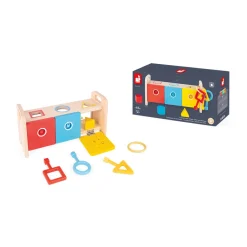 Janod Jeux Éducatifs Maternelle|Formes & Couleurs*La Boite à Clefs - Essentiel (bois)