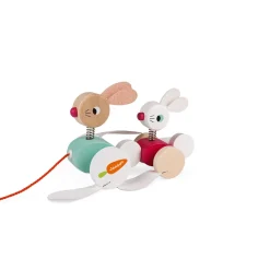 Janod Jouets À Promener & À Pousser*Lapins à promener (bois)