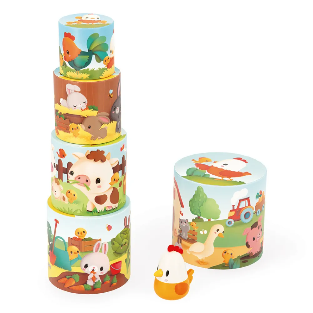 Janod Tracteurs & Animaux De La Ferme|Cubes & Pyramides*Ma Première Pyramide Poule