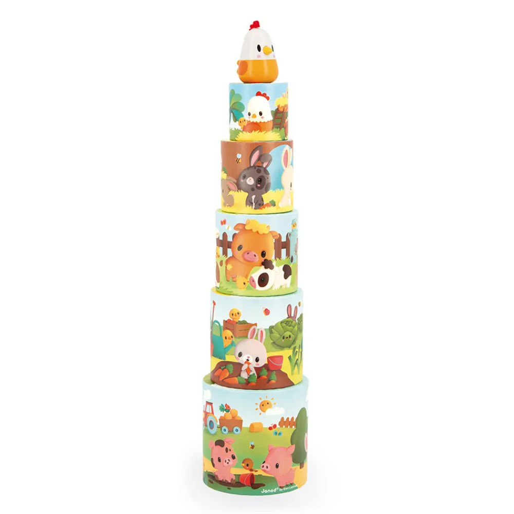 Janod Tracteurs & Animaux De La Ferme|Cubes & Pyramides*Ma Première Pyramide Poule
