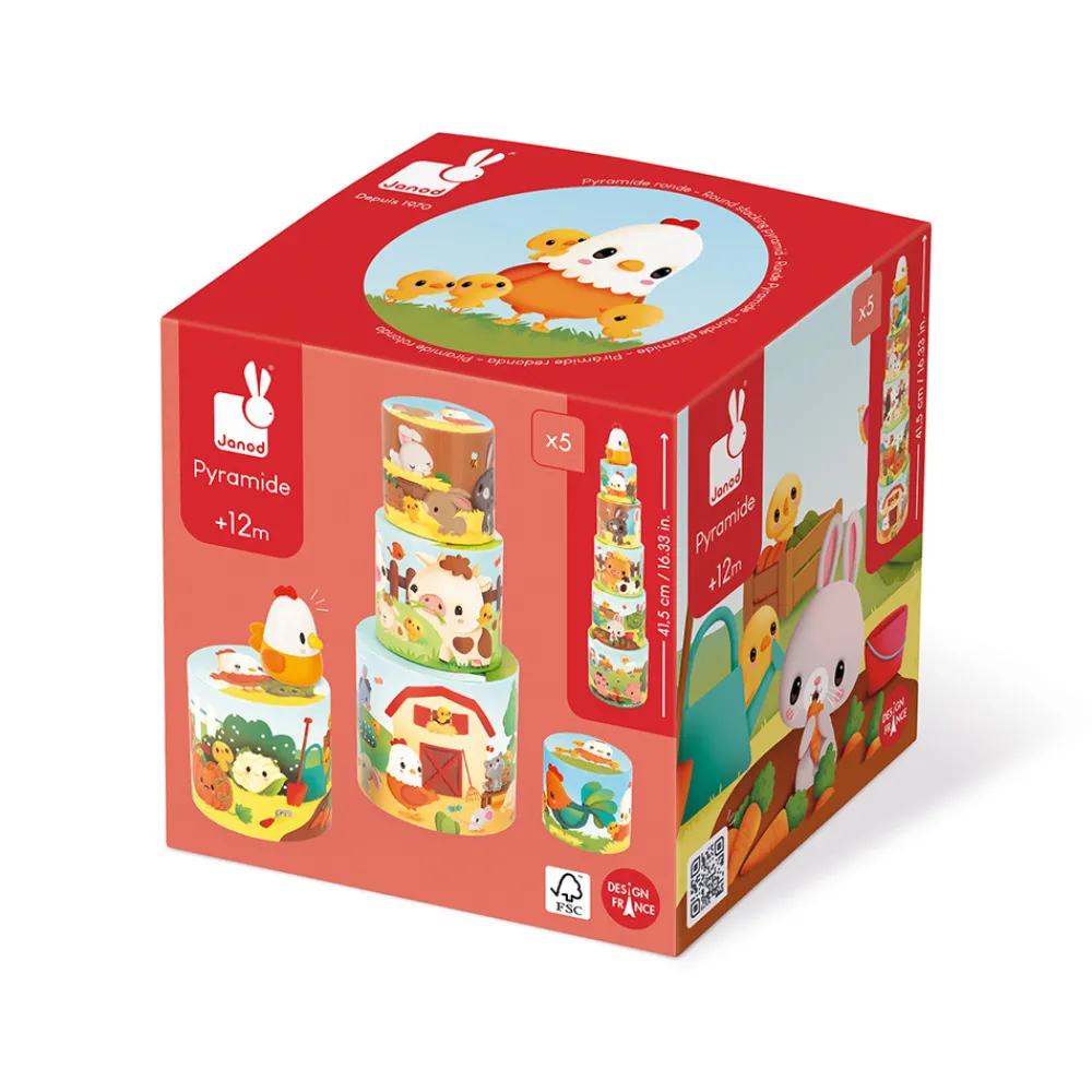 Janod Tracteurs & Animaux De La Ferme|Cubes & Pyramides*Ma Première Pyramide Poule
