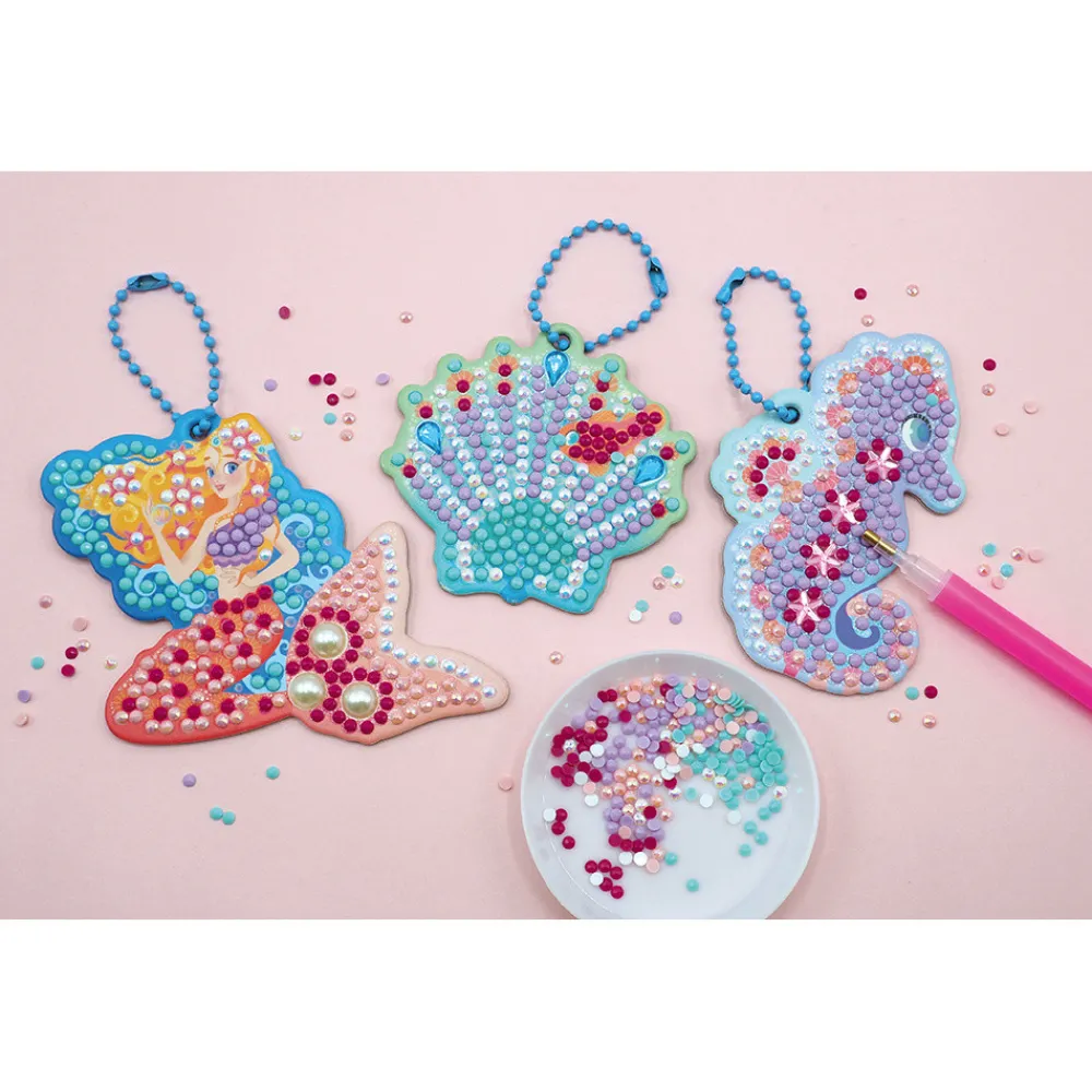 Janod Créations 3D|Sable, Paillettes, Dorure & Strass*Magic Ocean - 3 Porte-Clefs A Diamanter