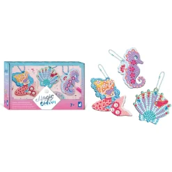 Janod Créations 3D|Sable, Paillettes, Dorure & Strass*Magic Ocean - 3 Porte-Clefs A Diamanter