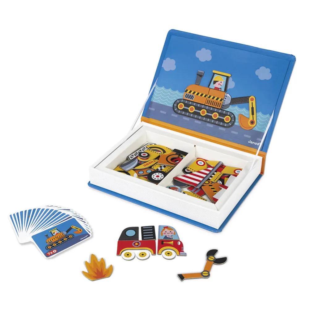 Janod Jeux Éducatifs Magnétiques*Magnéti'book bolides, 50 magnets