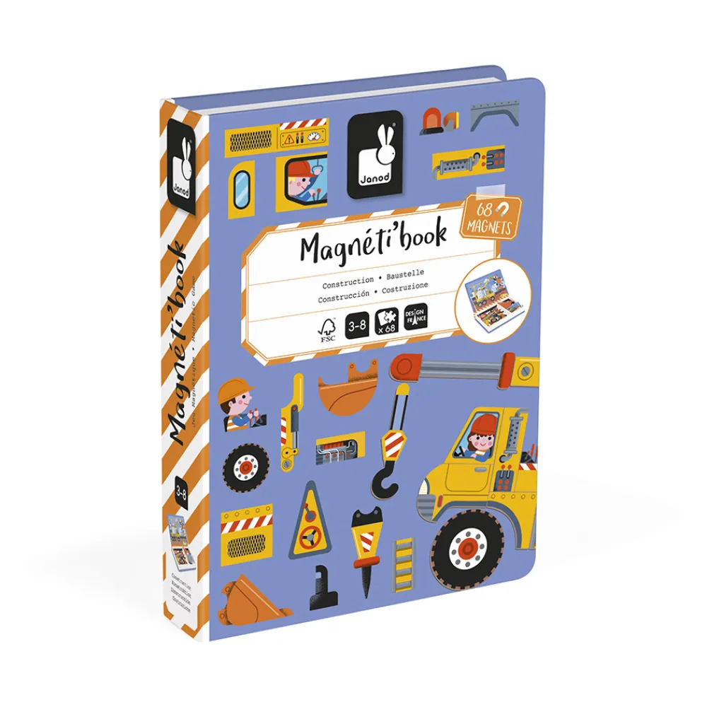 Janod Jeux Éducatifs Magnétiques*Magnéti'book Construction, 50 magnets