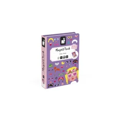 Janod Jeux Éducatifs Magnétiques*Magnéti'book Crazy Faces fille, 55 magnets