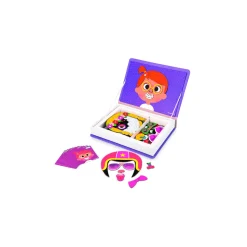 Janod Jeux Éducatifs Magnétiques*Magnéti'book Crazy Faces fille, 55 magnets