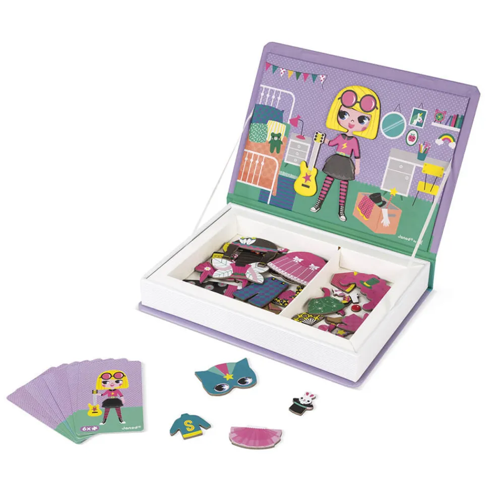 Janod Jeux Éducatifs Magnétiques*Magnéti'book déguisements fille, 46 magnets