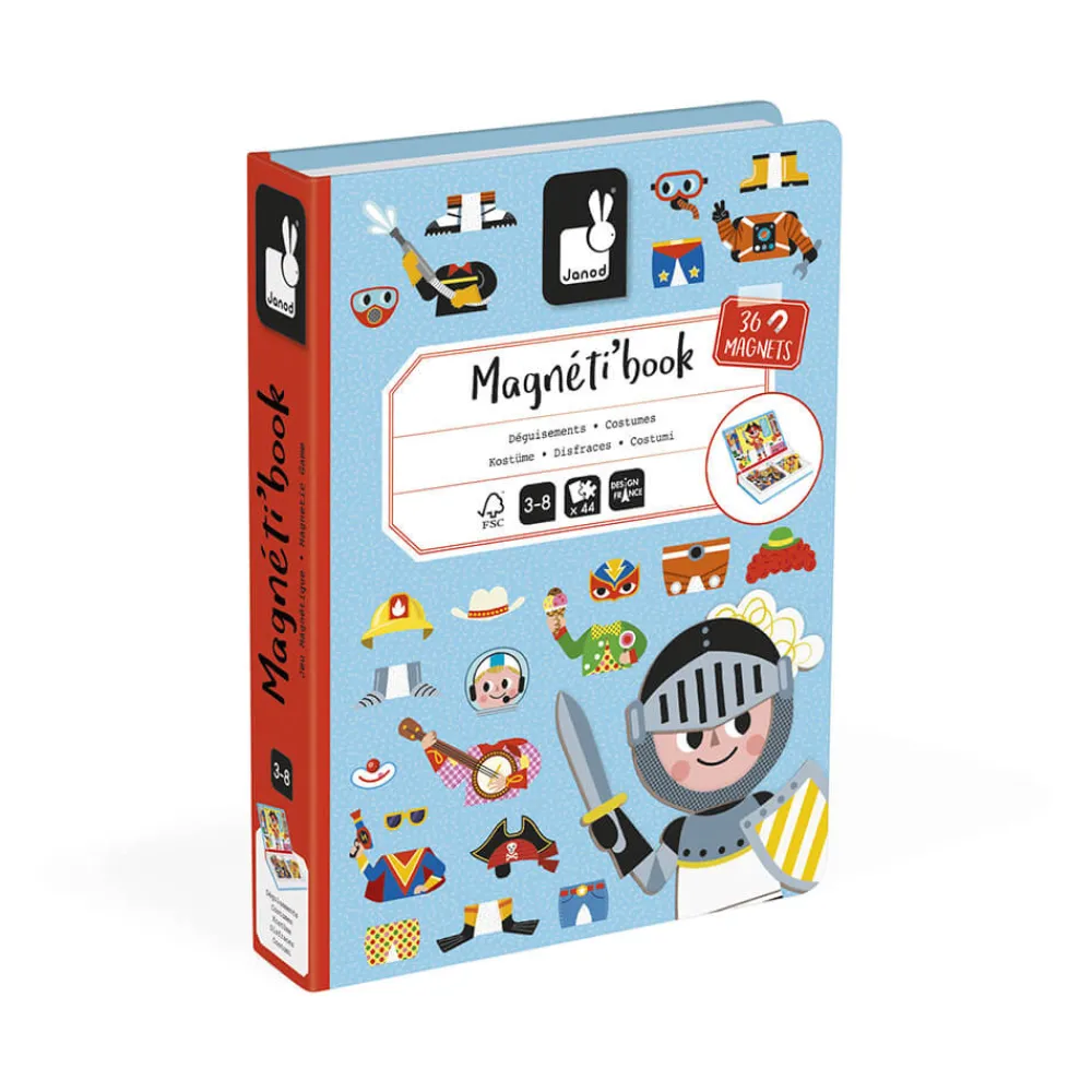 Janod Jeux Éducatifs Magnétiques*Magnéti'book déguisements garçon, 36 magnets