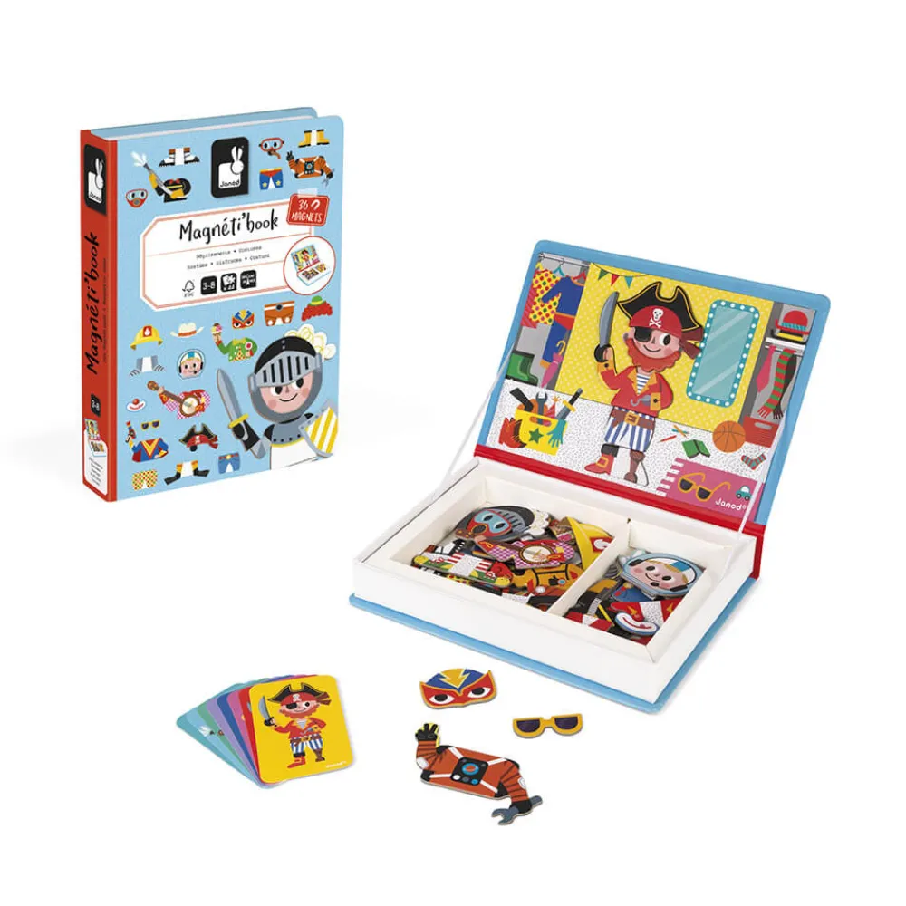 Janod Jeux Éducatifs Magnétiques*Magnéti'book déguisements garçon, 36 magnets