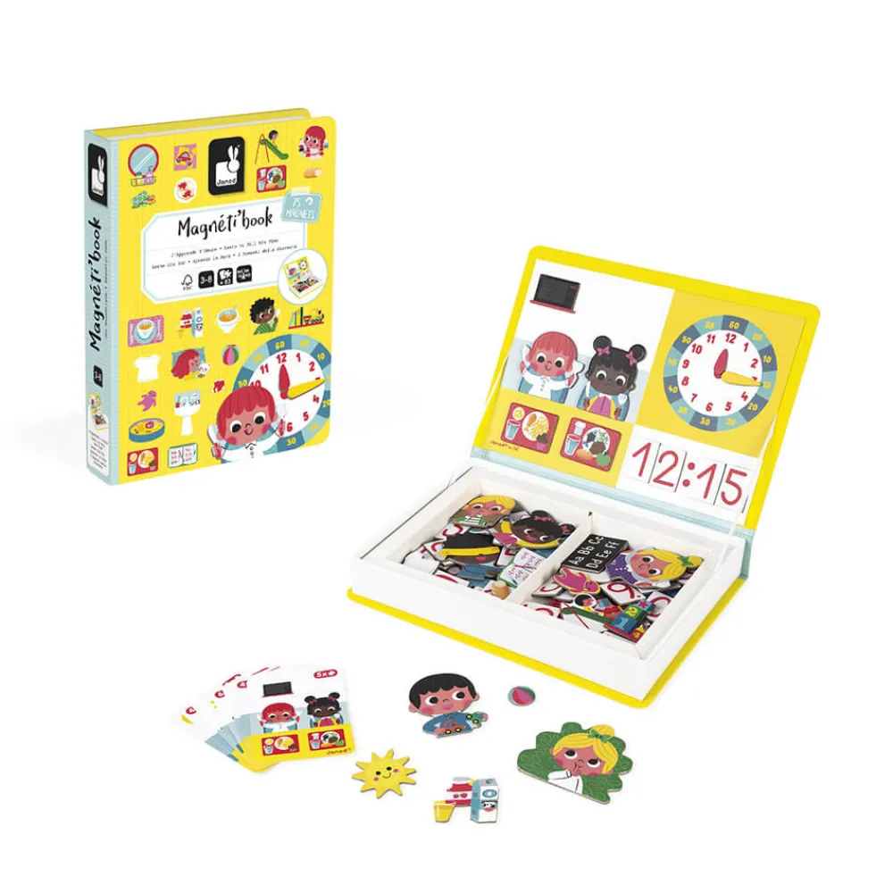 Janod Jeux Éducatifs Primaire|Jeux Éducatifs Chiffres & Lettres*Magnéti'book j'apprends l'heure, 75 magnets